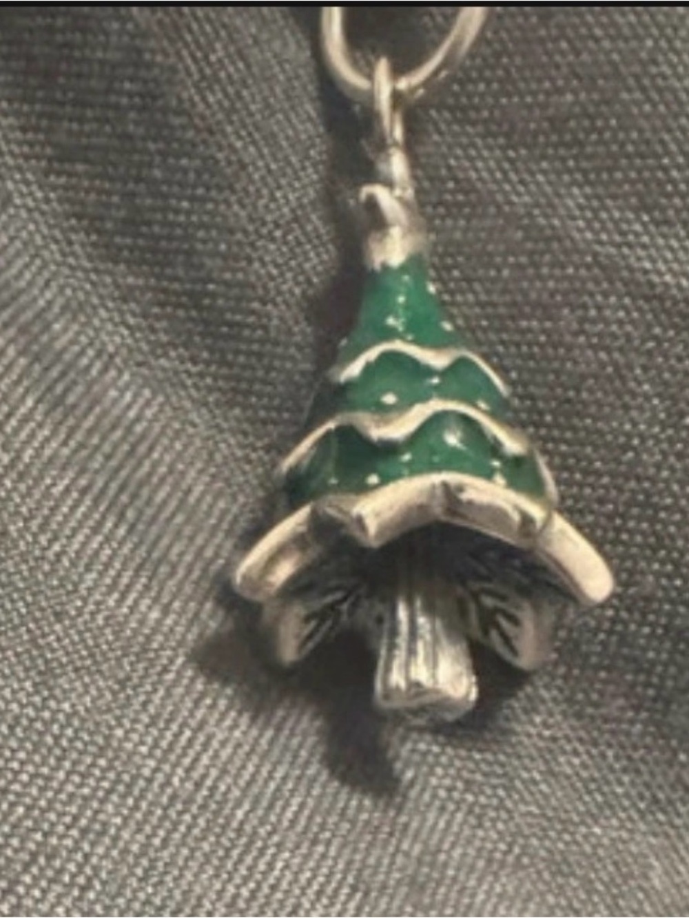 James Avery Green Enamel Christmas tree green silver charm
